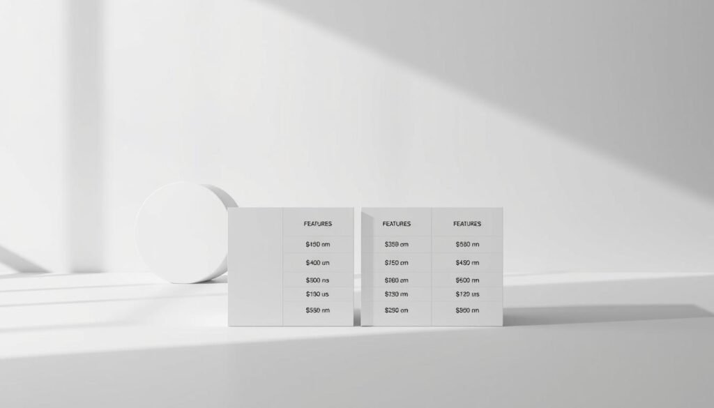 A striking, minimalist comparison of marketing automation pricing plans, shot in a modern, clean style. In the foreground, a sleek, high-contrast table displays the key features and costs of various providers, inviting the viewer to evaluate the options. The middle ground showcases subtle, geometric shapes and gradients, creating a sense of depth and balance. The background features a muted, monochromatic palette, allowing the pricing information to take center stage. Soft, directional lighting casts gentle shadows, lending a sense of depth and sophistication to the scene. The overall composition is designed to highlight the essential details while maintaining a visually engaging, professional aesthetic. A striking, minimalist comparison of marketing automation pricing plans, shot in a modern, clean style. In the foreground, a sleek, high-contrast table displays the key features and costs of various providers, inviting the viewer to evaluate the options. The middle ground showcases subtle, geometric shapes and gradients, creating a sense of depth and balance. The background features a muted, monochromatic palette, allowing the pricing information to take center stage. Soft, directional lighting casts gentle shadows, lending a sense of depth and sophistication to the scene. The overall composition is designed to highlight the essential details while maintaining a visually engaging, professional aesthetic.